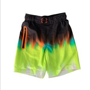 Neon Green and Black Swim Trunks Size 4-5